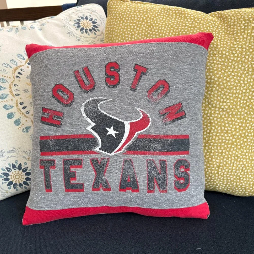 Houston Texans NFL Handmade upcycled t-shirt 16x16 decorative throw Pillow Cover